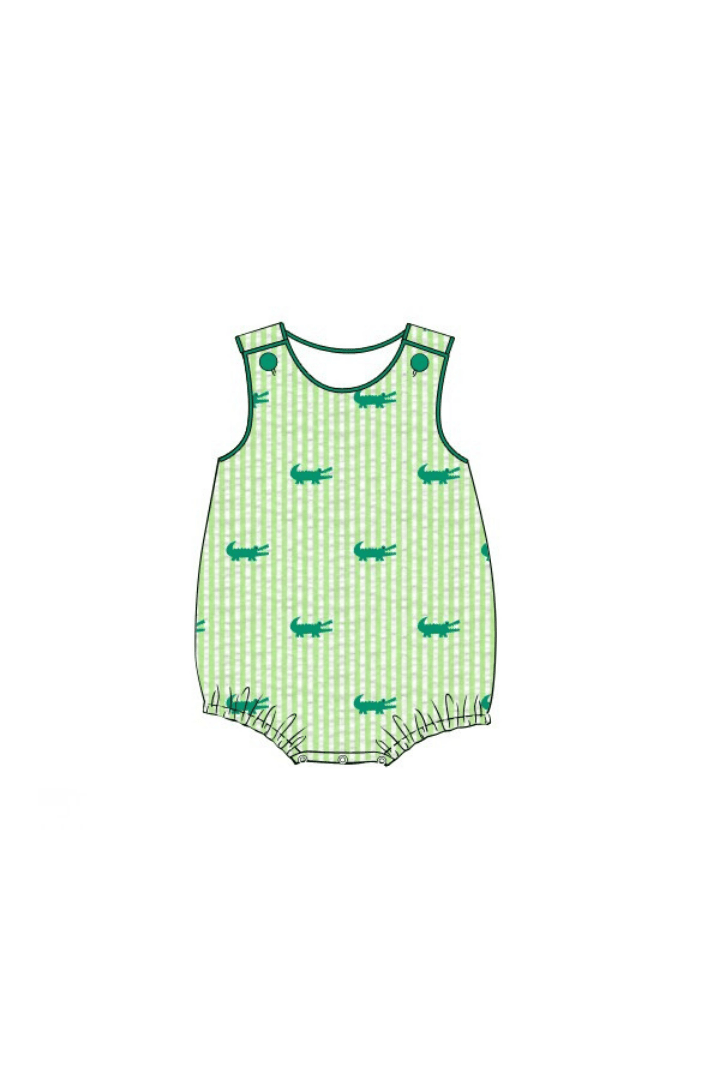 The Smocked Flamingo Apparel & Accessories Pre-Order See Ya Later, Alligator Seersucker Bubble