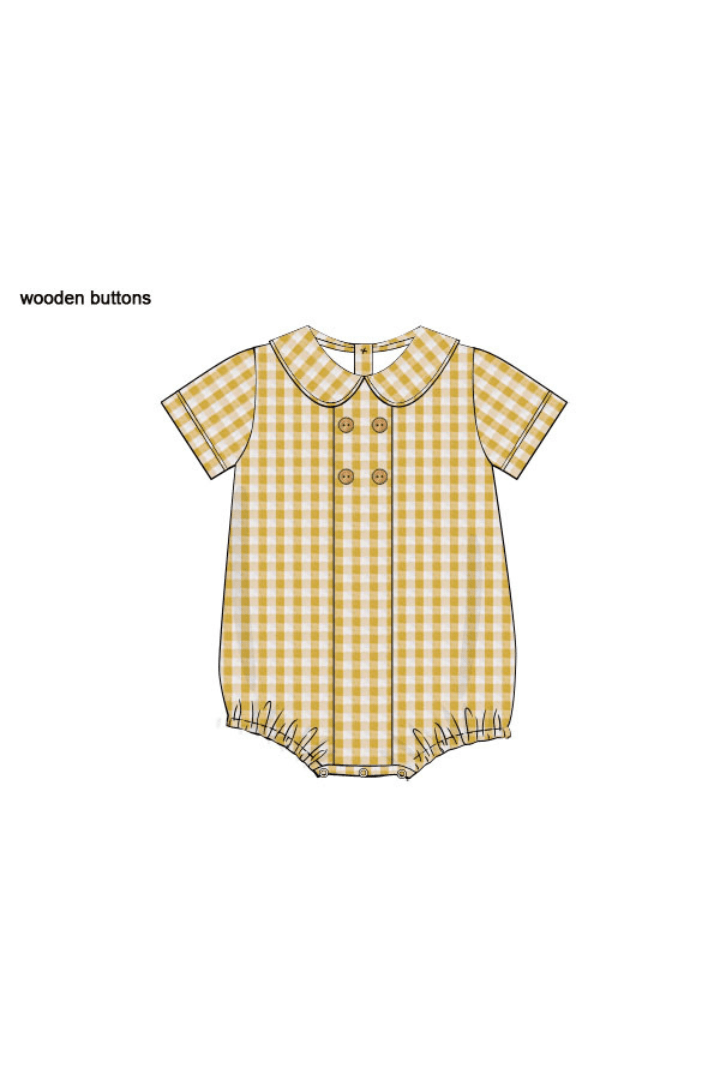 The Smocked Flamingo Apparel & Accessories Pre-Order Seersucker Yellow Checkered Bubble