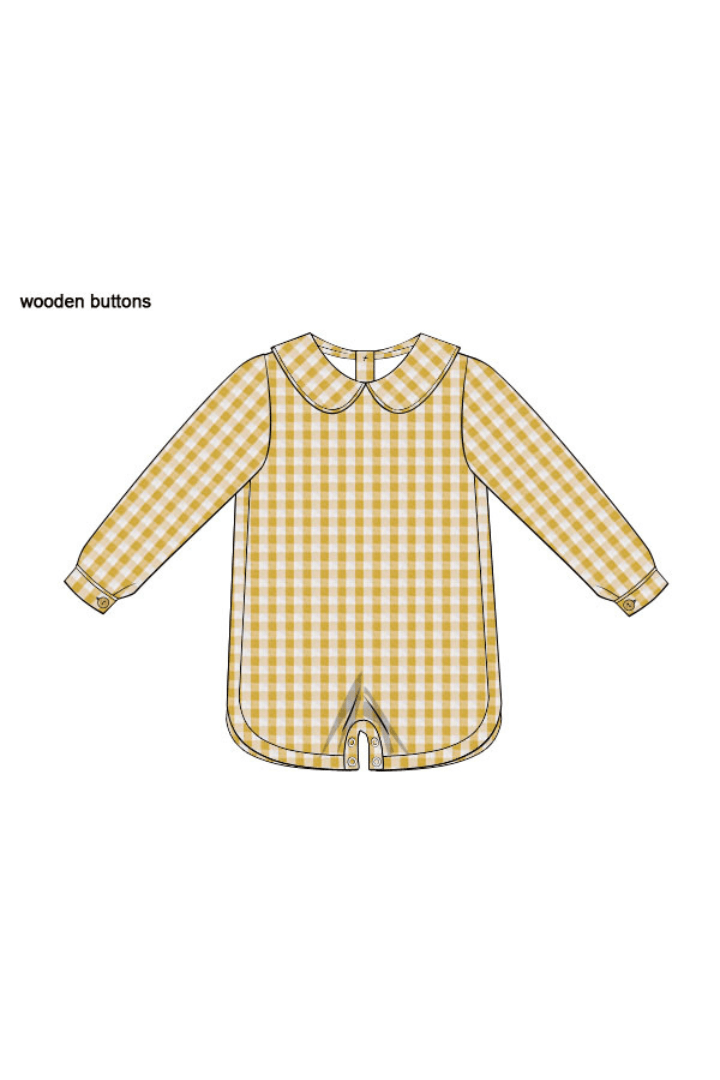 The Smocked Flamingo Apparel & Accessories Pre-Order Seersucker Yellow Checkered Shortall