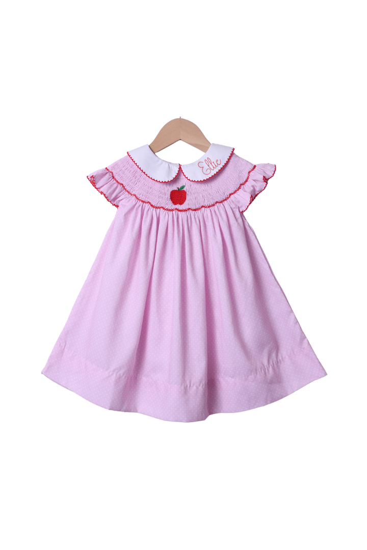 The Smocked Flamingo Apparel & Accessories Pre-Order Smocked Apple Pink Polka Dot Dress
