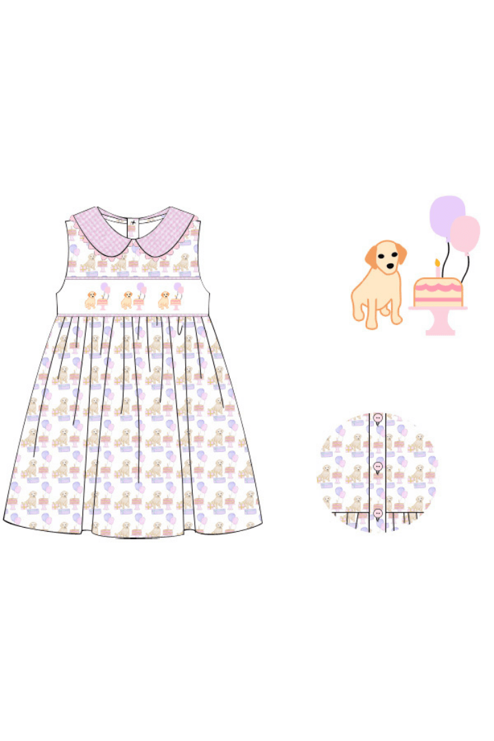 The Smocked Flamingo Apparel & Accessories Pre-Order Smocked Birthday Pawty Pink Dress