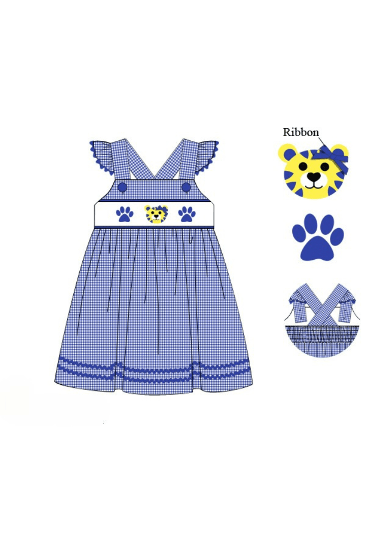 The Smocked Flamingo Apparel & Accessories Pre-Order Smocked Blue Tiger Dress