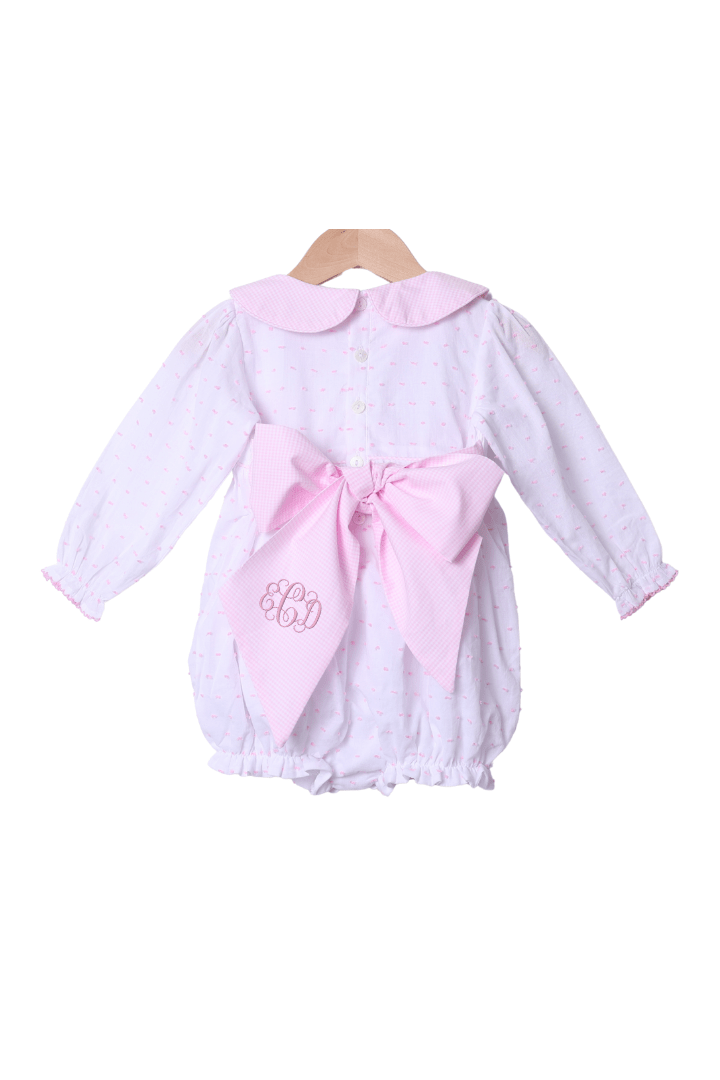 The Smocked Flamingo Apparel & Accessories Pre-Order Smocked Classic Turkey Pink Swiss Dot Bow Bubble
