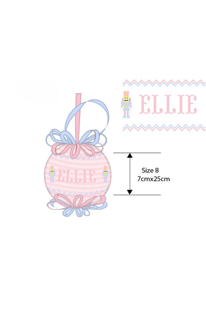 The Smocked Flamingo Apparel & Accessories Pre-Order Smocked Custom Name Nutcracker Pink and Blue Ornament