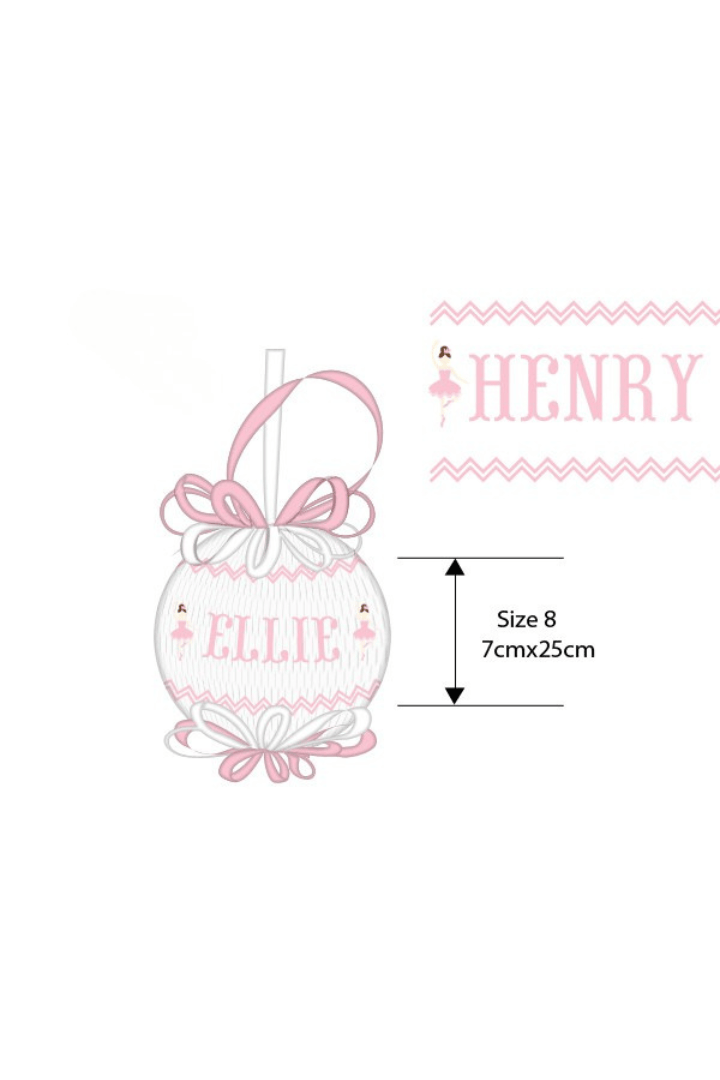 The Smocked Flamingo Apparel & Accessories Pre-Order Smocked Custom Name Sugar Plum Ferry Ornament