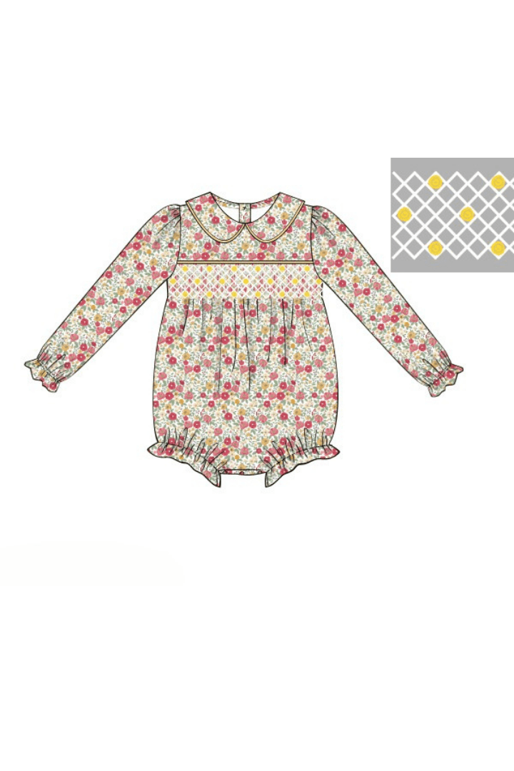 The Smocked Flamingo Apparel & Accessories Pre-Order Smocked Fancy Fall Floral Bubble