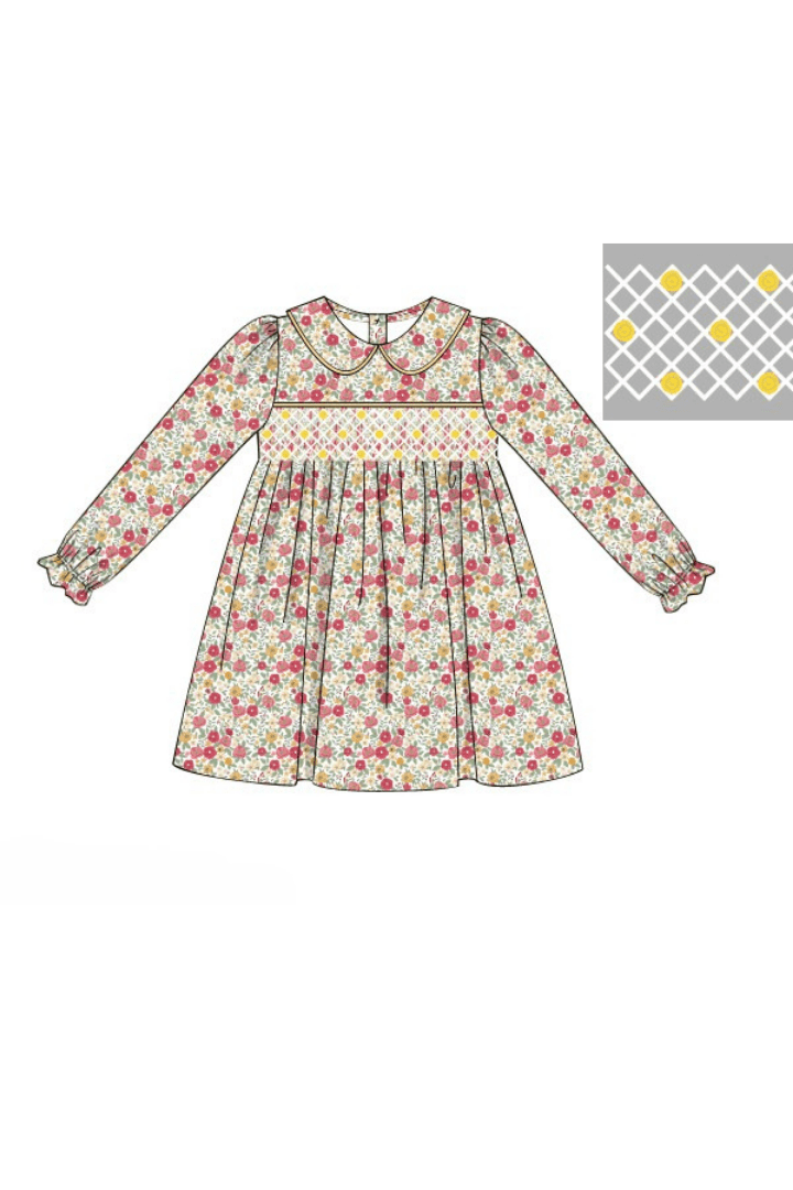The Smocked Flamingo Apparel & Accessories Pre-Order Smocked Fancy Fall Floral Dress