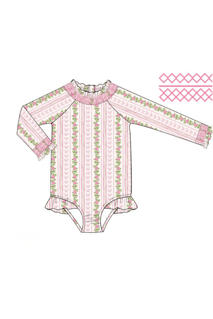 The Smocked Flamingo Apparel & Accessories Pre-Order Smocked Fancy Floral Swimsuit