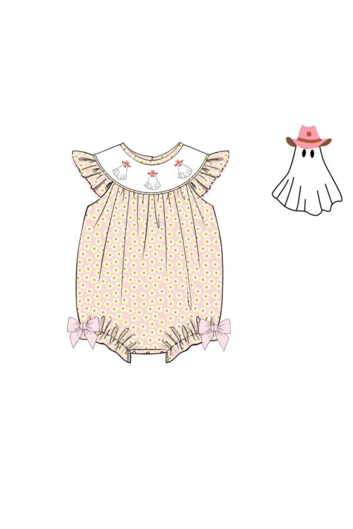 The Smocked Flamingo Apparel & Accessories Pre-Order Smocked Floral Cowgirl Ghost Bubble