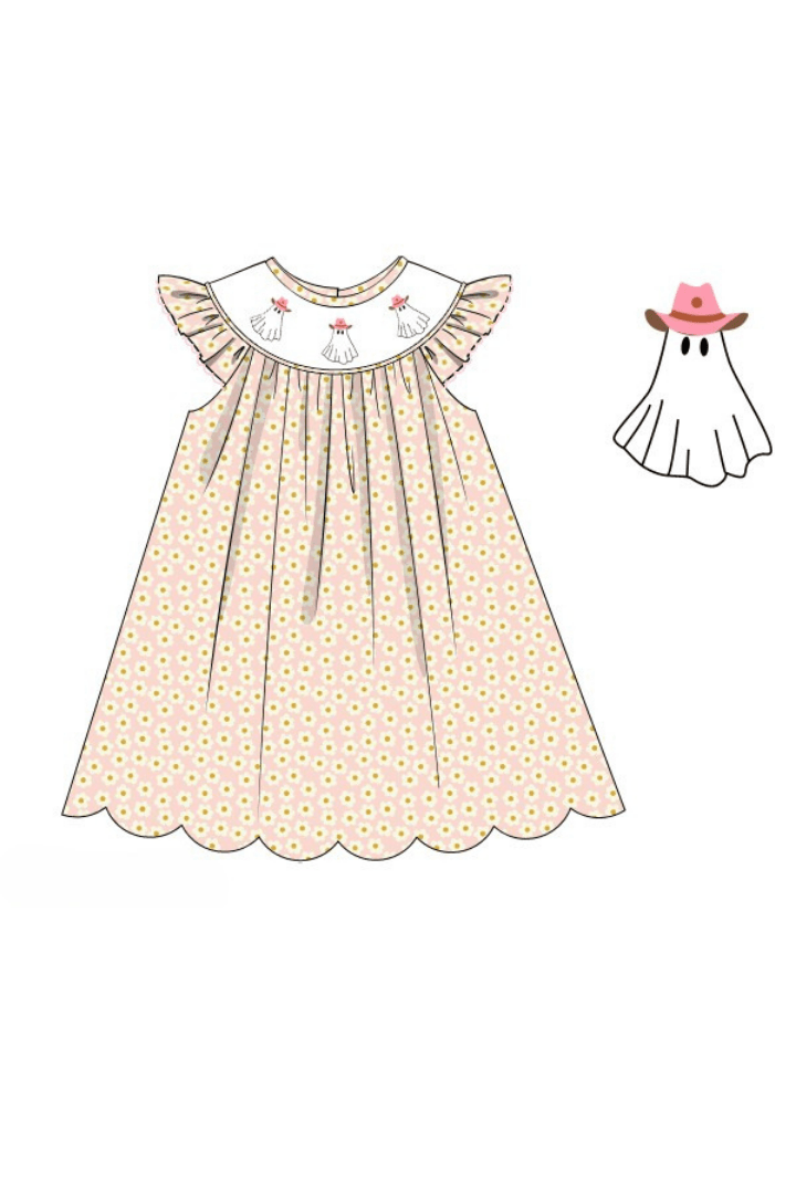 The Smocked Flamingo Apparel & Accessories Pre-Order Smocked Floral Cowgirl Ghost Dress