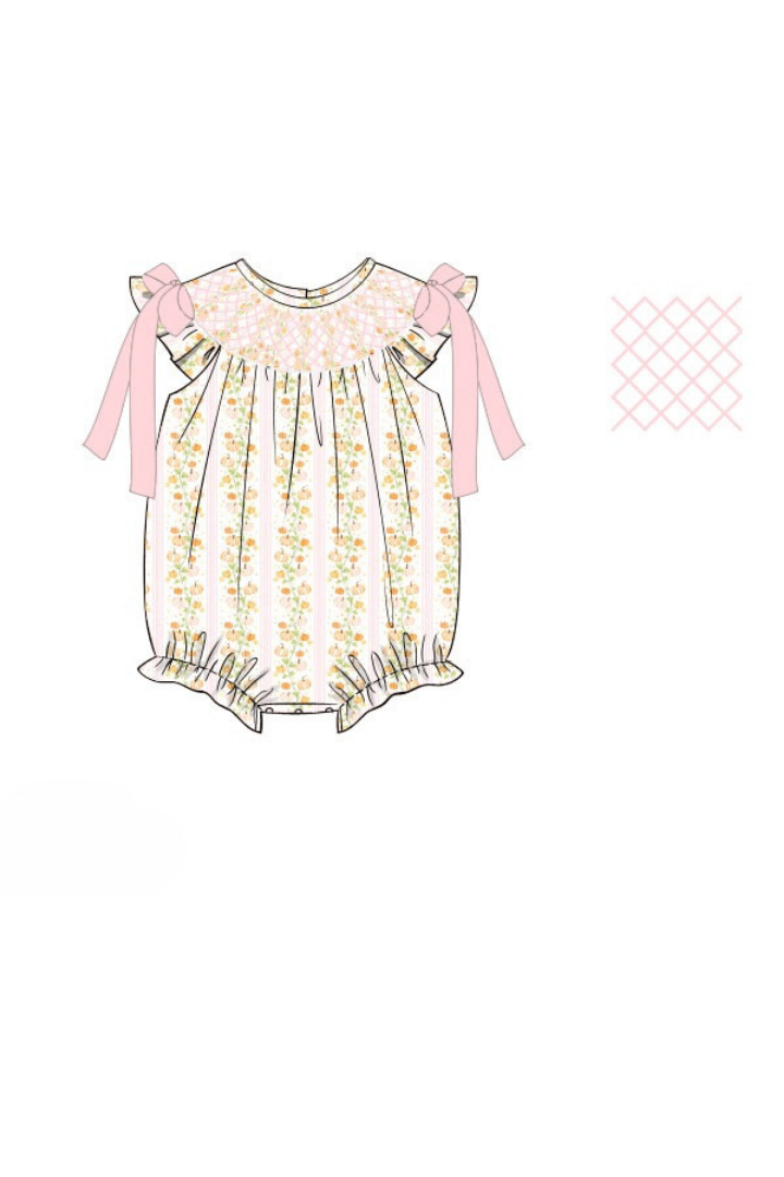 The Smocked Flamingo Apparel & Accessories Pre-Order Smocked Floral Pumpkins Bishop Bubble