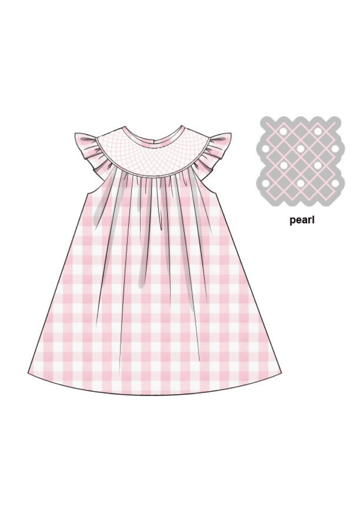 The Smocked Flamingo Apparel & Accessories Pre-Order Smocked Heirloom and Pearl Pink Buffalo Dress