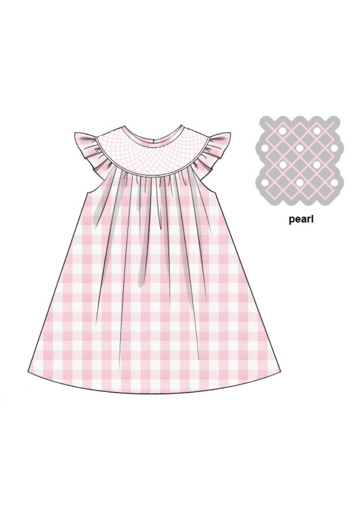 The Smocked Flamingo Apparel & Accessories Pre-Order Smocked Heirloom and Pearl Pink Buffalo Dress