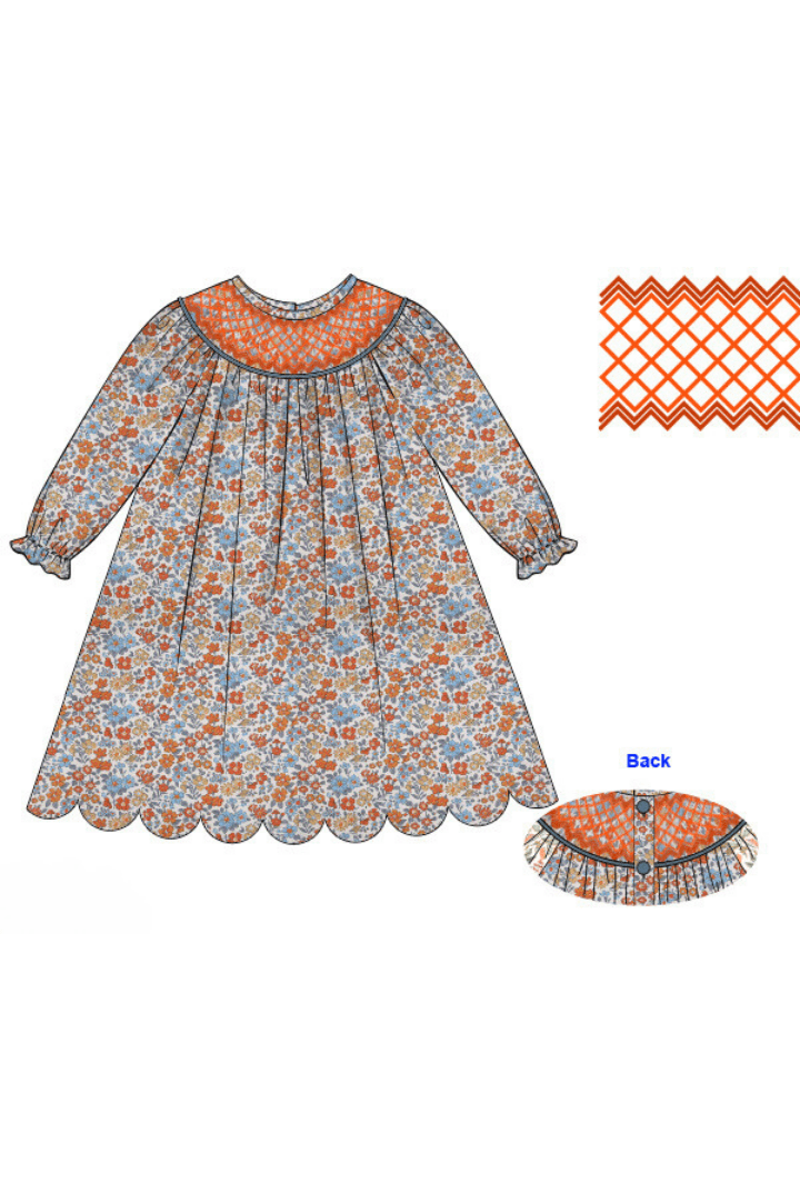 The Smocked Flamingo Apparel & Accessories Pre-Order Smocked Heirloom Fall Floral Dress