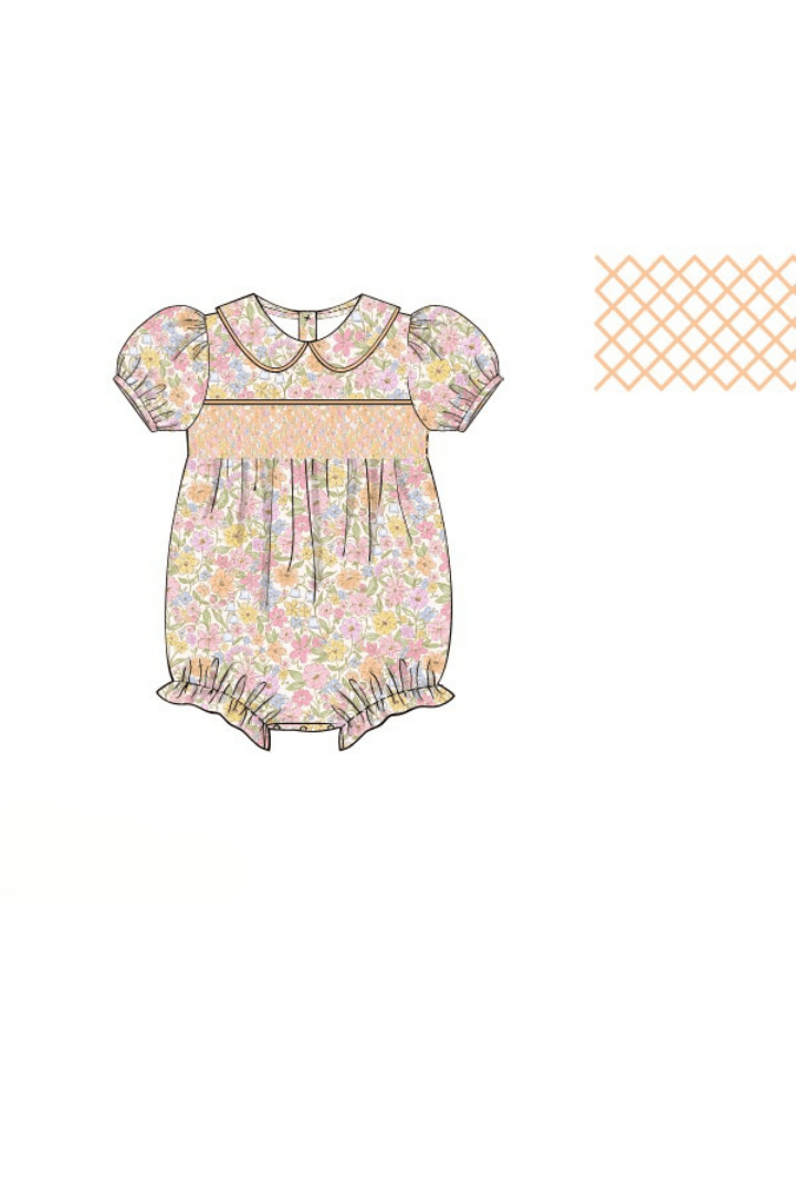 The Smocked Flamingo Apparel & Accessories Pre-Order Smocked Heirloom Sweet Fall Floral Bubble