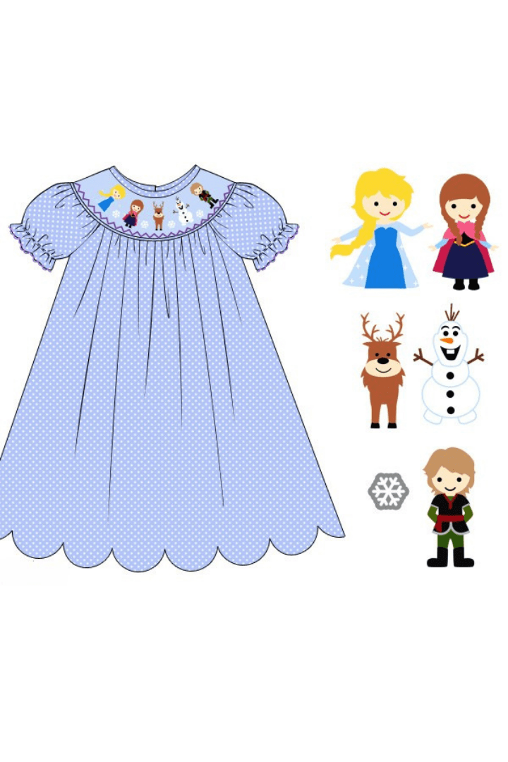 The Smocked Flamingo Apparel & Accessories Pre-Order Smocked Ice Princess Blue Bitty Dot Dress