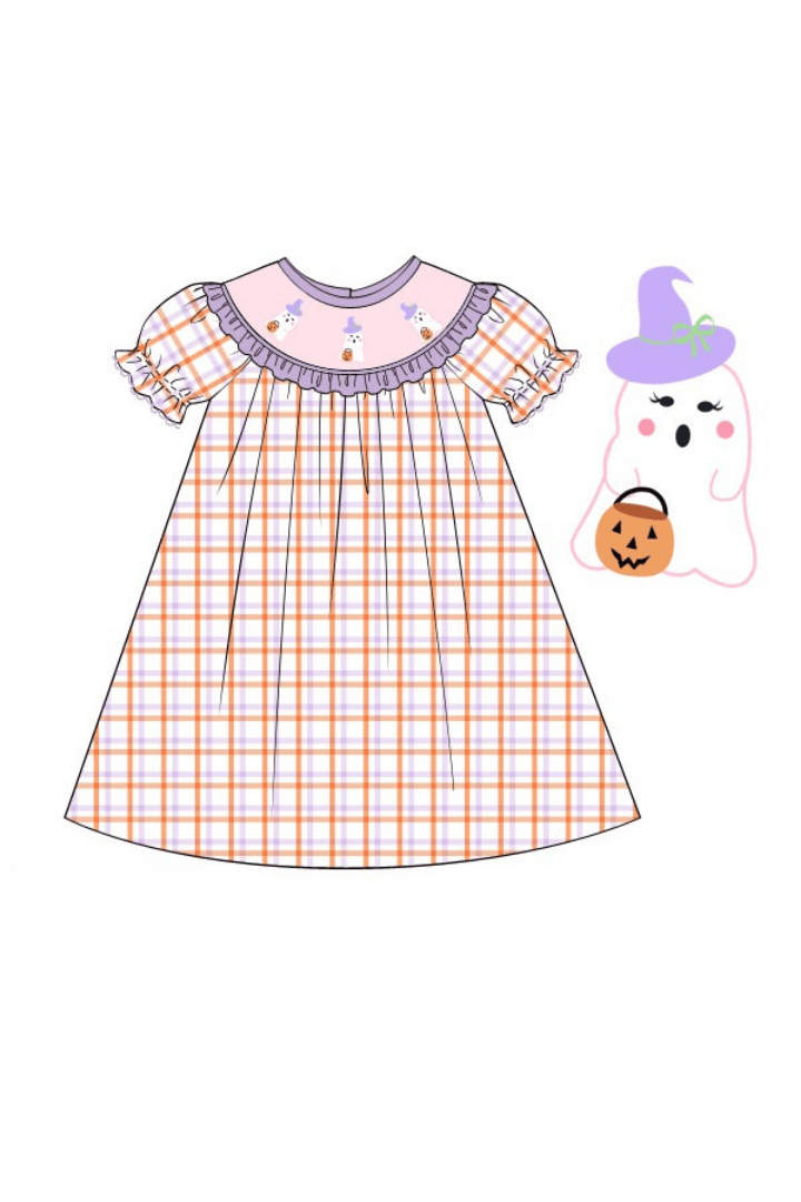 The Smocked Flamingo Apparel & Accessories Pre-Order Smocked Lavender Plaid Ghost Dress