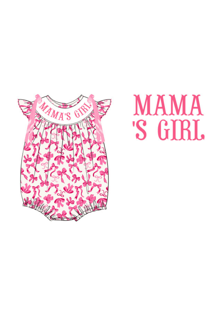 The Smocked Flamingo Apparel & Accessories Pre-Order Smocked Mama's Girl Pink Bow Bubble