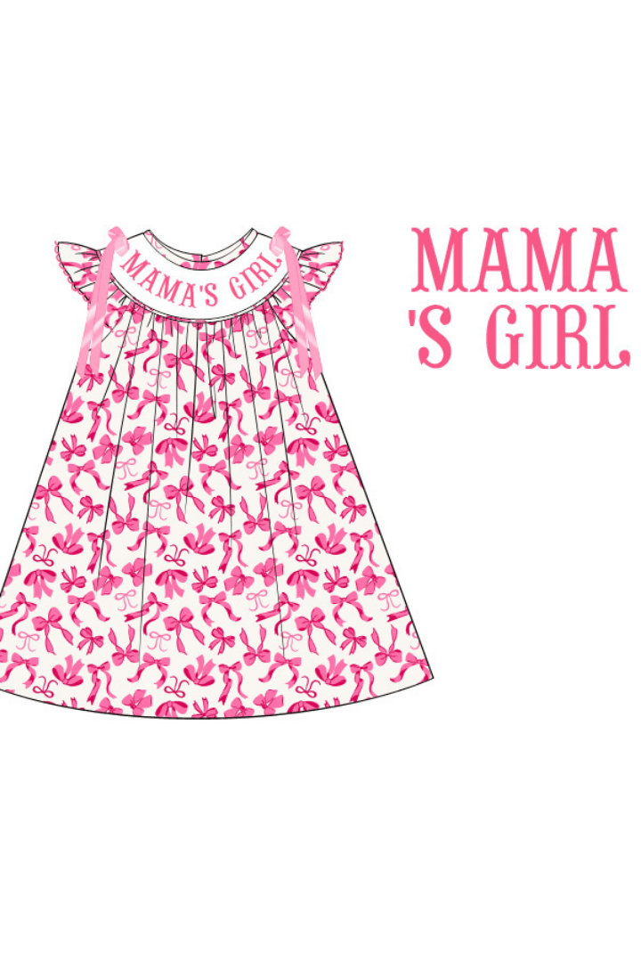 The Smocked Flamingo Apparel & Accessories Pre-Order Smocked Mama's Girl Pink Bow Dress