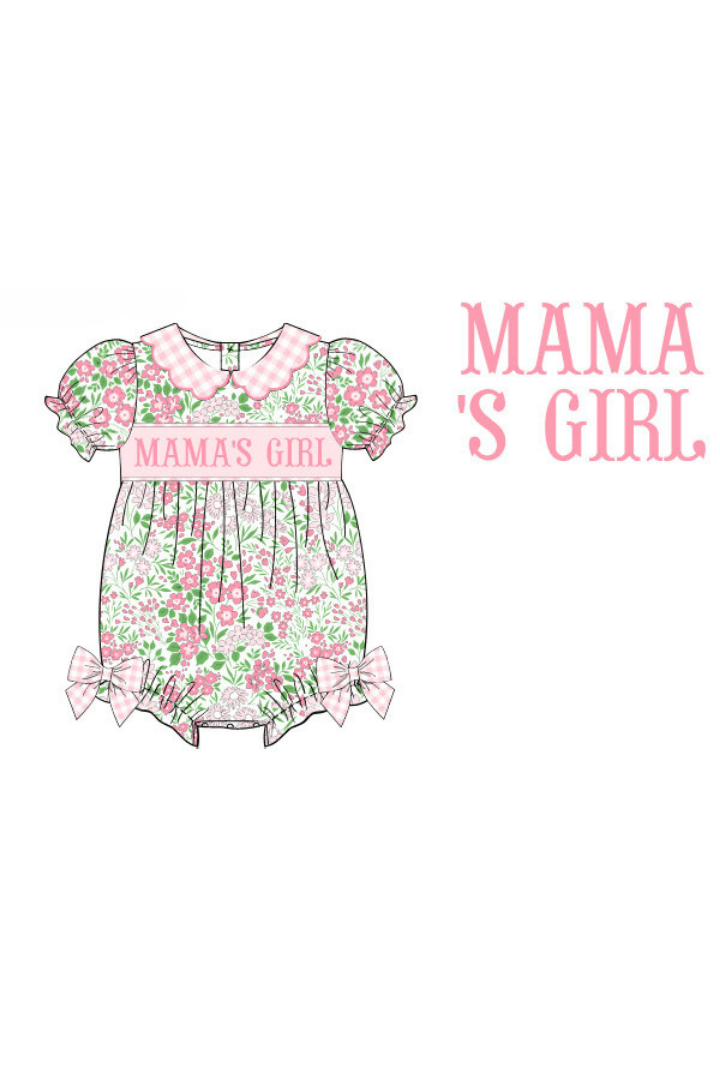 The Smocked Flamingo Apparel & Accessories Pre-Order Smocked Mama's Girl Pink Floral Bubble
