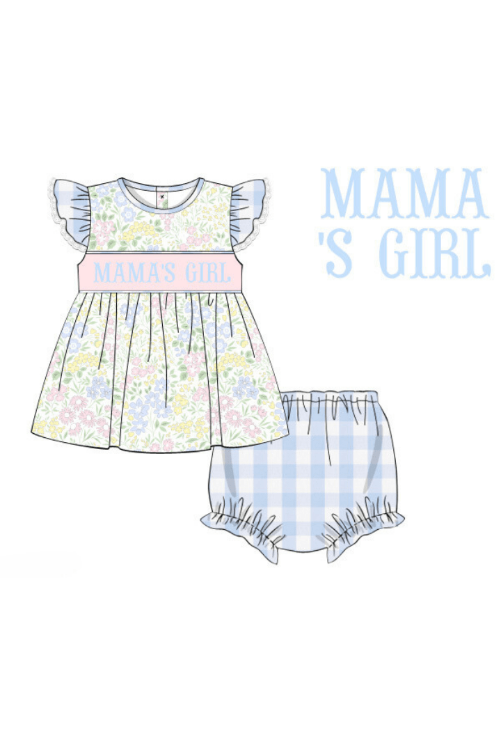 The Smocked Flamingo Apparel & Accessories Pre-Order Smocked Mama's Girl Pretty Floral Bloomer Set