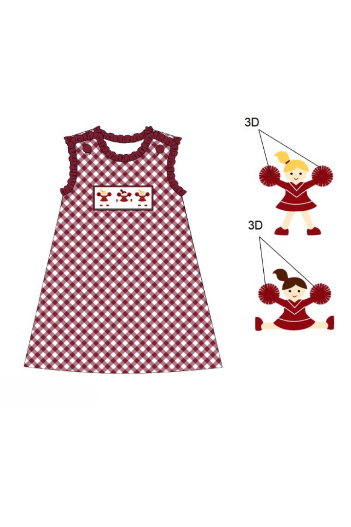 The Smocked Flamingo Apparel & Accessories Pre-Order Smocked Maroon Gingham Dress