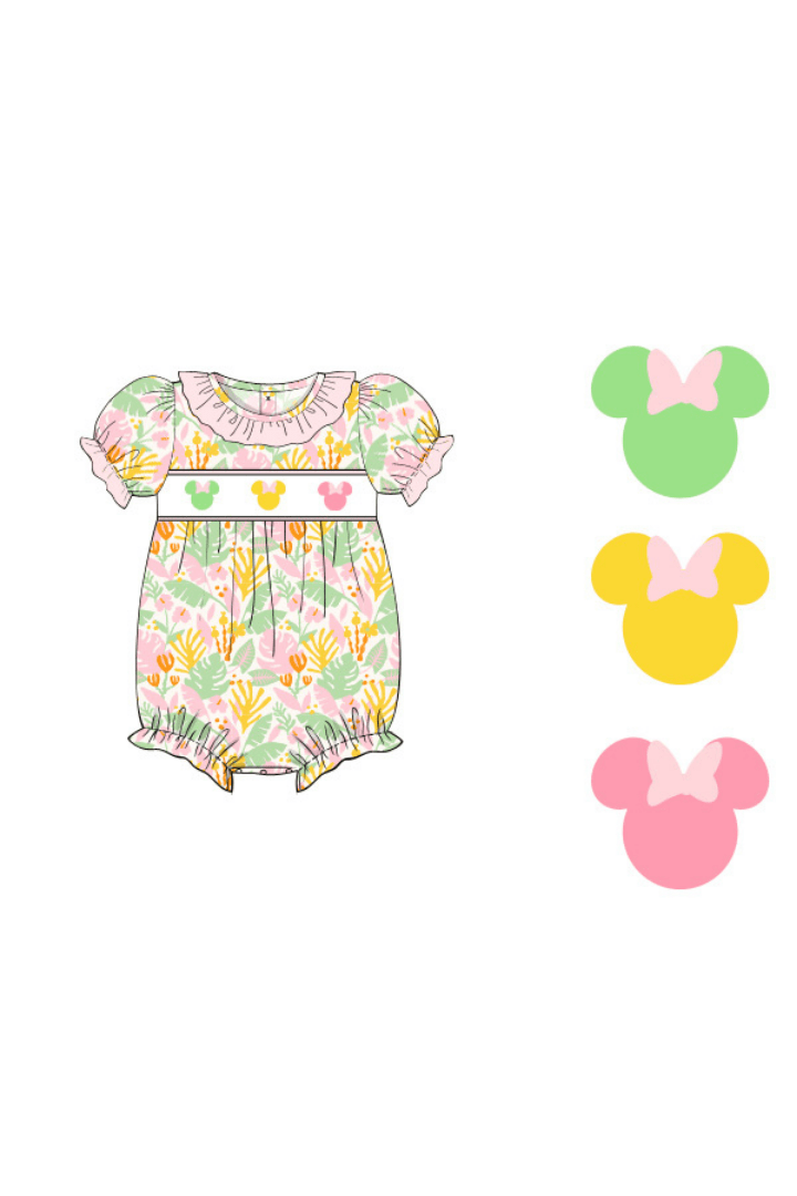 The Smocked Flamingo Apparel & Accessories Pre-Order Smocked Mouse Floral Bubble