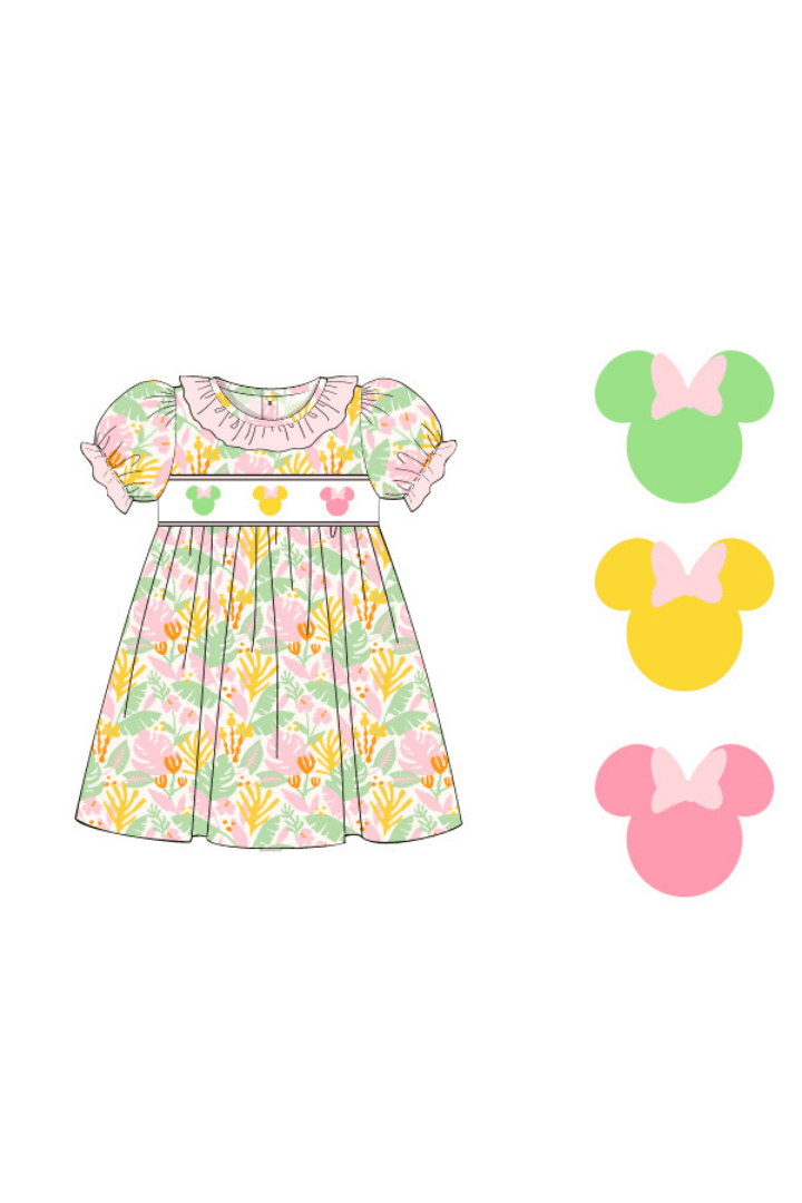 The Smocked Flamingo Apparel & Accessories Pre-Order Smocked Mouse Floral Dress