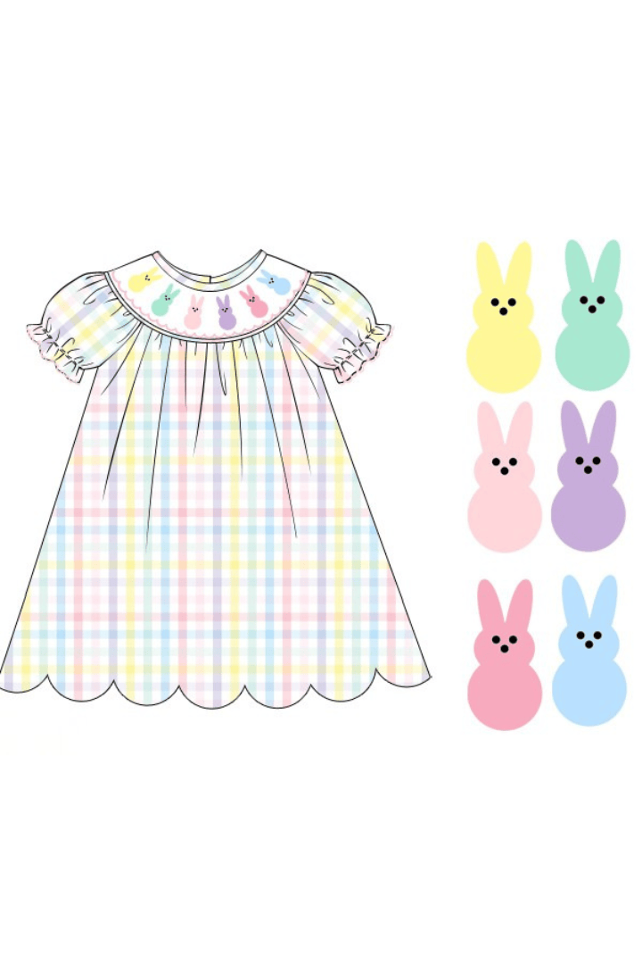 The Smocked Flamingo Apparel & Accessories Pre-Order Smocked Pastel Plaid Peep Dress
