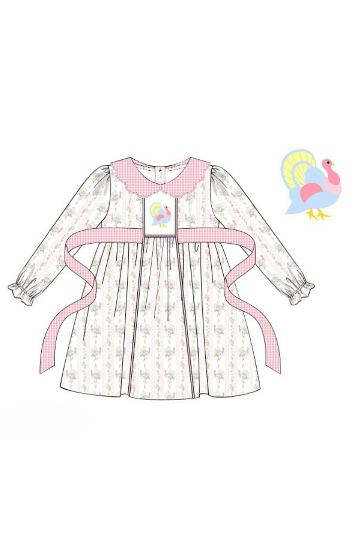 The Smocked Flamingo Apparel & Accessories Pre-Order Smocked Pastel Turkey Dress