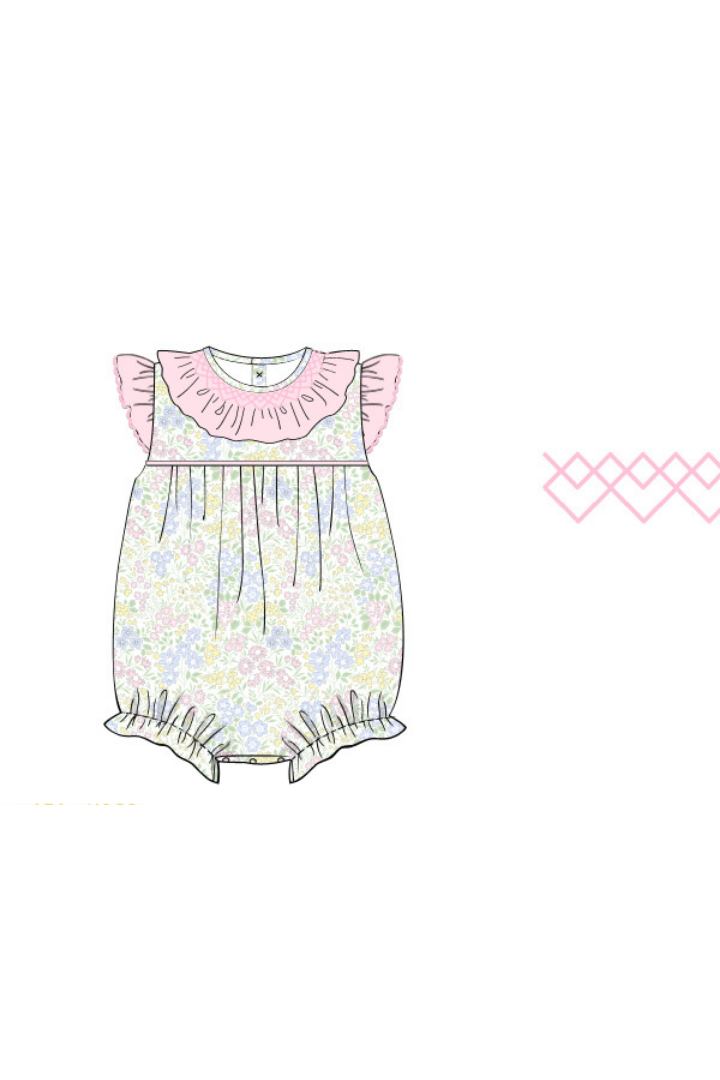 The Smocked Flamingo Apparel & Accessories Pre-Order Smocked Pink Floral Bubble