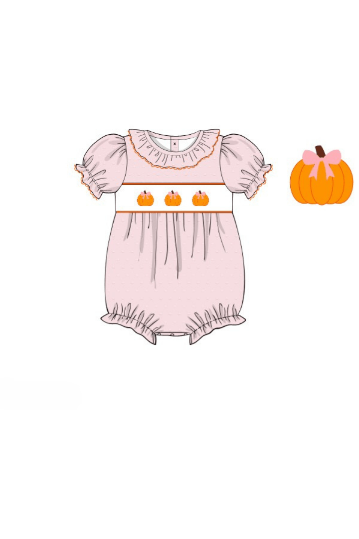 The Smocked Flamingo Apparel & Accessories Pre-Order Smocked Pink Swiss Dot Pumpkin Bubble