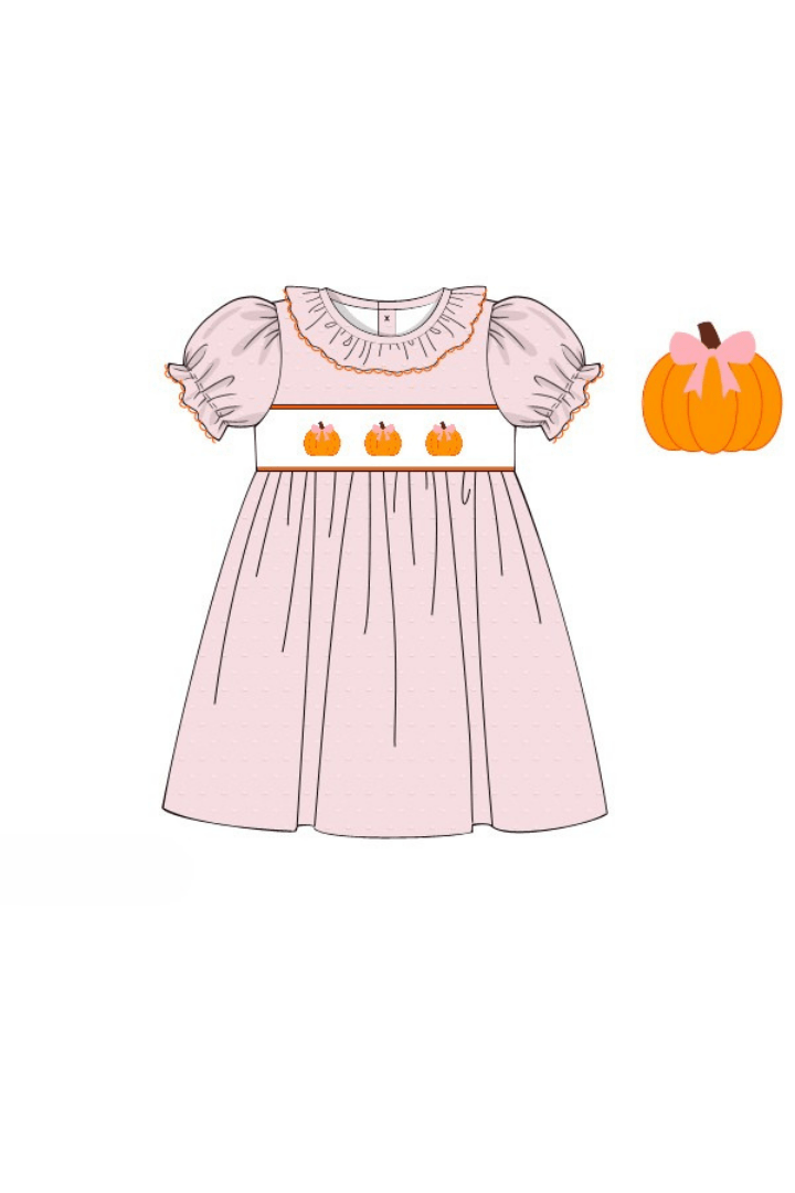 The Smocked Flamingo Apparel & Accessories Pre-Order Smocked Pink Swiss Dot Pumpkin Dress