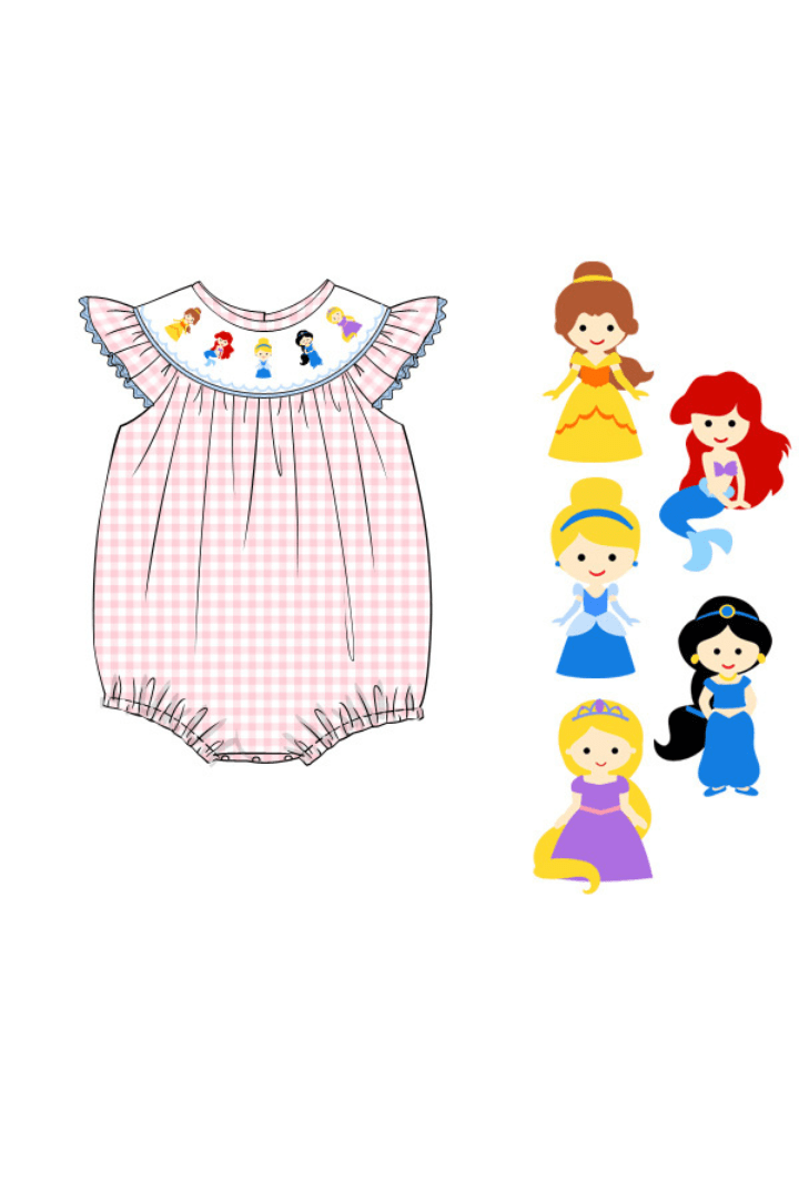 The Smocked Flamingo Apparel & Accessories Pre-Order Smocked Princess Pink Gingham Bishop Bubble