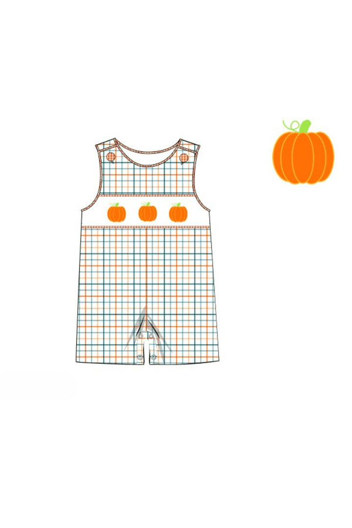 The Smocked Flamingo Apparel & Accessories Pre-Order Smocked Pumpkin Fall Plaid Jon Jon