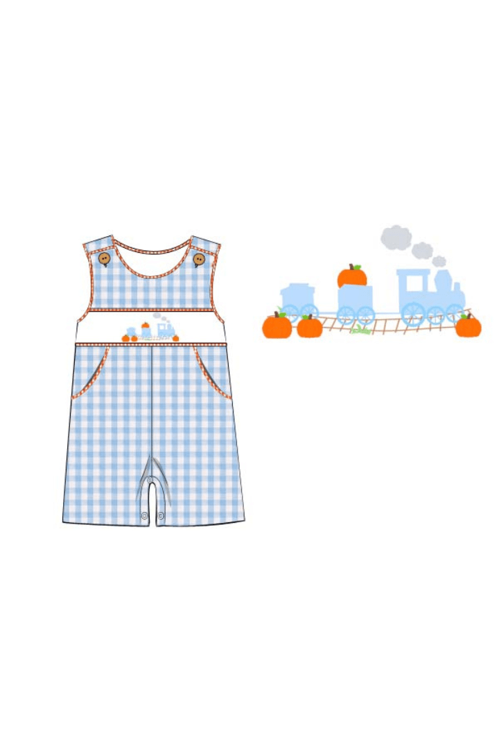 The Smocked Flamingo Apparel & Accessories Pre-Order Smocked Pumpkin Train Seersucker Jon Jon