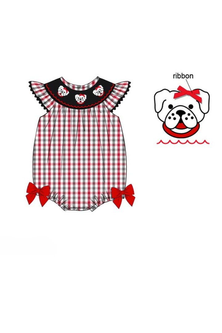 The Smocked Flamingo Apparel & Accessories Pre-Order Smocked Red BullDog Bow Bubble