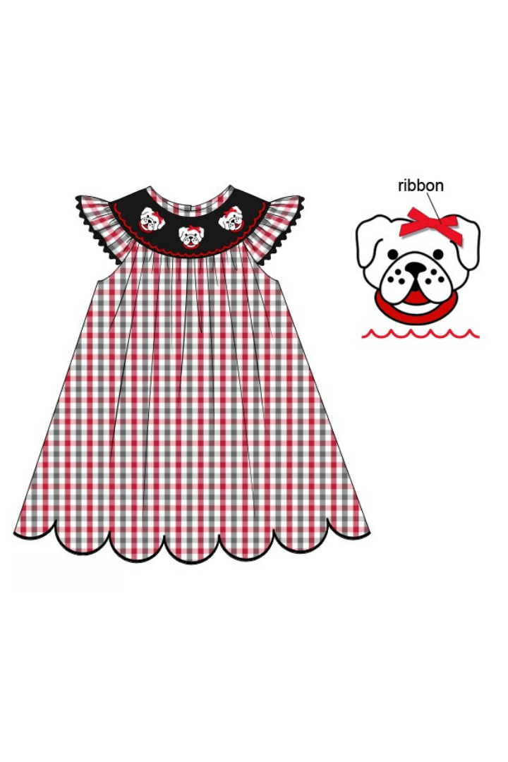 The Smocked Flamingo Apparel & Accessories Pre-Order Smocked Red BullDog Dress
