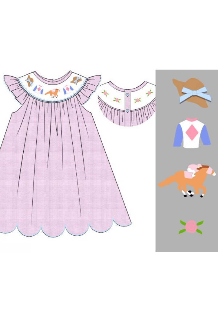 The Smocked Flamingo Apparel & Accessories Pre-Order Smocked Run for the Roses Pink Gingham Derby Dress