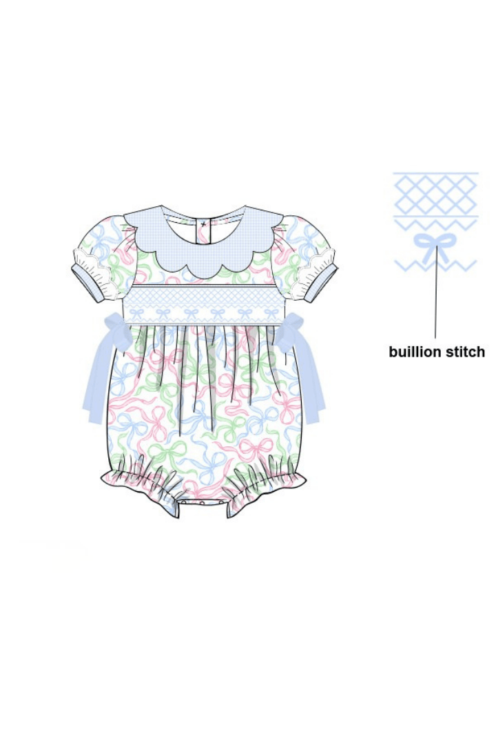 The Smocked Flamingo Apparel & Accessories Pre-Order Smocked Sweet Bows Scalloped Bubble