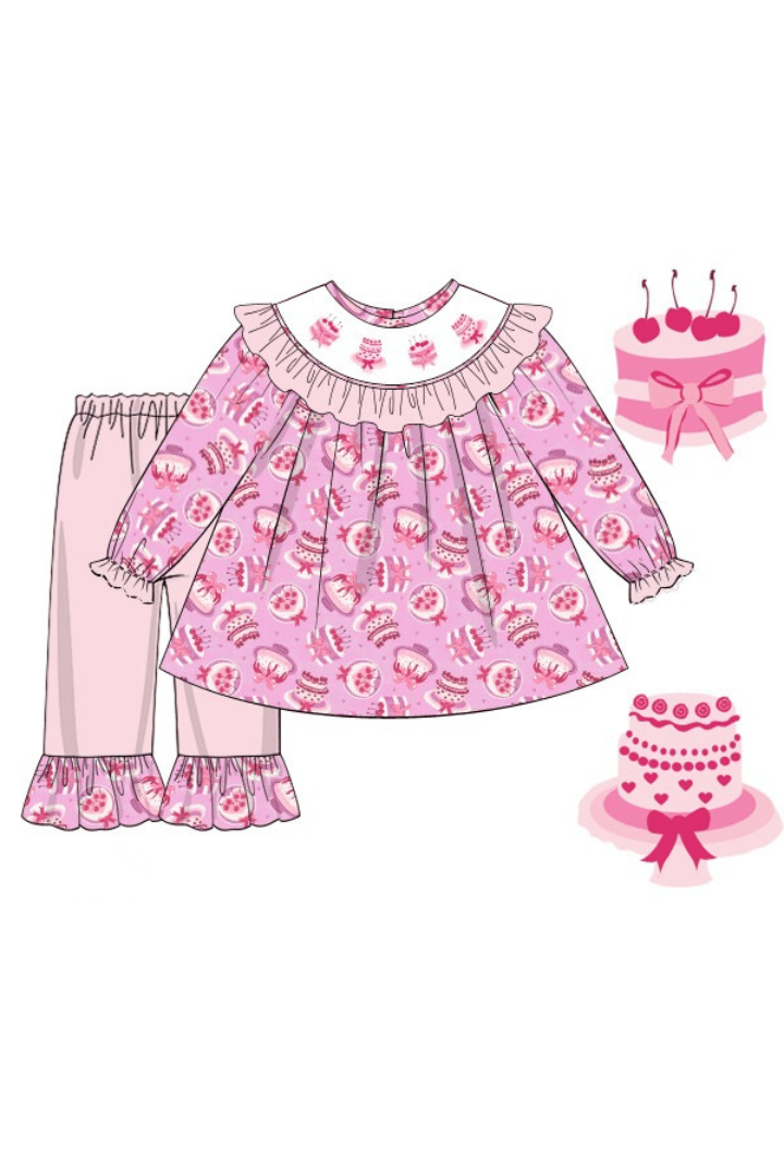 The Smocked Flamingo Apparel & Accessories Pre-Order Smocked Sweet Cakes Bishop Pant Set