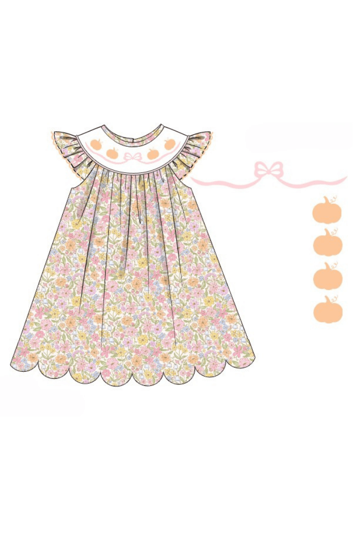 The Smocked Flamingo Apparel & Accessories Pre-Order Smocked Sweet Fall Pumpkin Dress