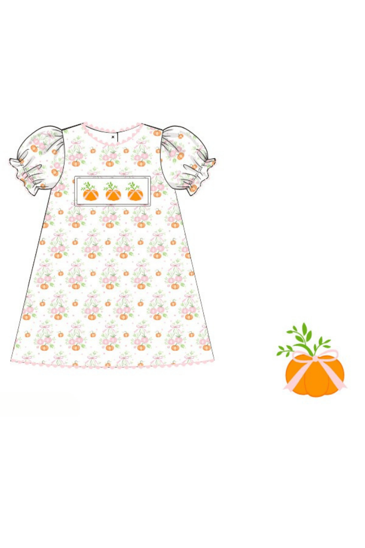 The Smocked Flamingo Apparel & Accessories Pre-Order Smocked Sweet Pumpkin Orange Gingham Dress