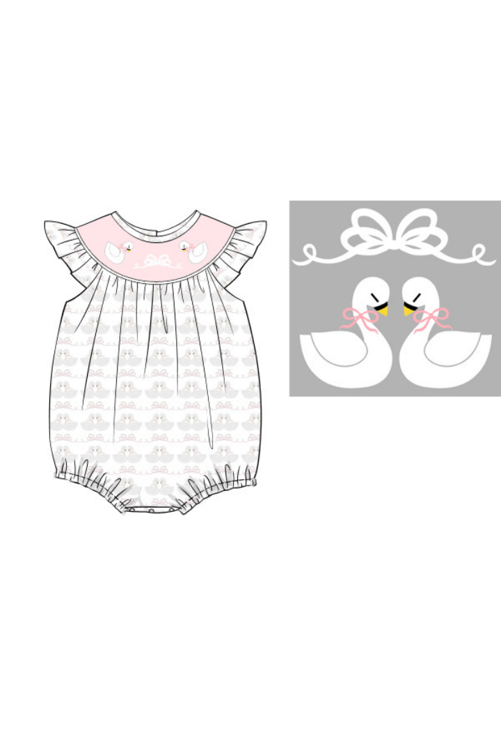 The Smocked Flamingo Apparel & Accessories Pre-Order Smocked Sweet Swan Bishop Bubble