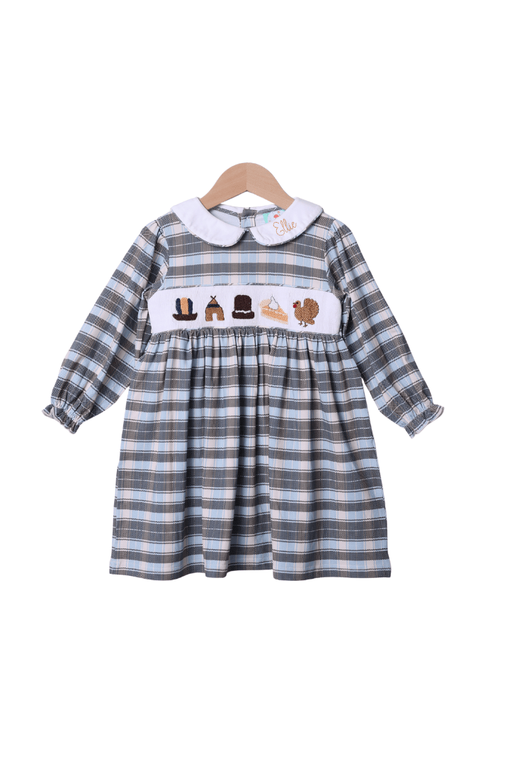 The Smocked Flamingo Apparel & Accessories Pre-Order Smocked Thanksgiving Feast Plaid Dress