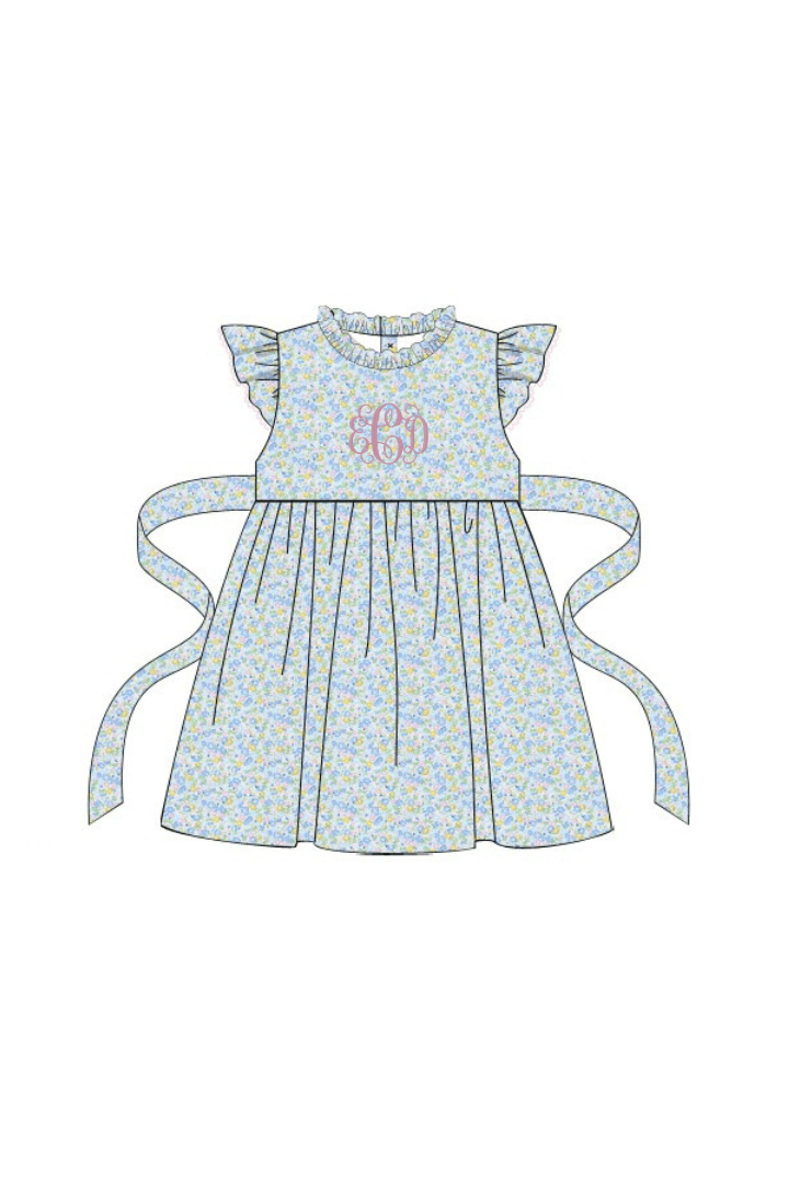 The Smocked Flamingo Apparel & Accessories Pre-Order Spring Floral Flutter Sleeve Dress