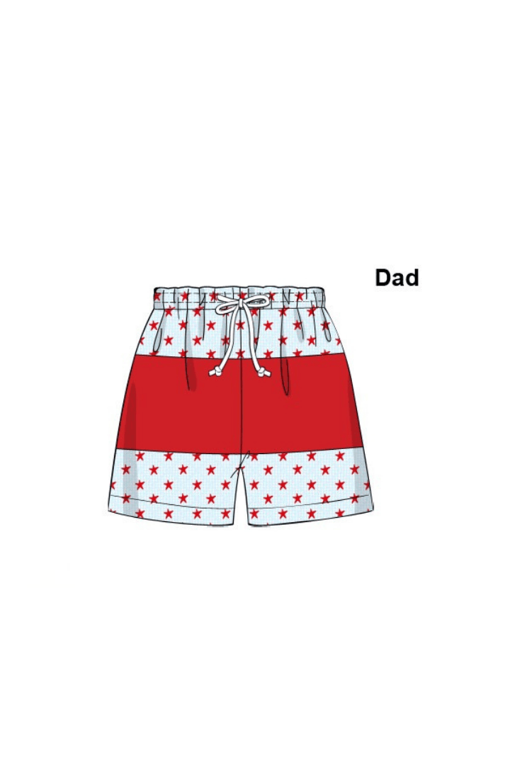 The Smocked Flamingo Apparel & Accessories Pre-Order Star Spangled Men's Swim Trunks