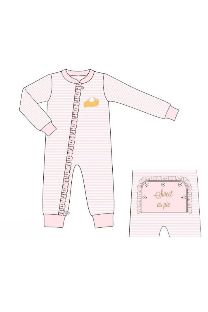 The Smocked Flamingo Apparel & Accessories Pre-Order Sweet As Pie Pink Striped Zippys