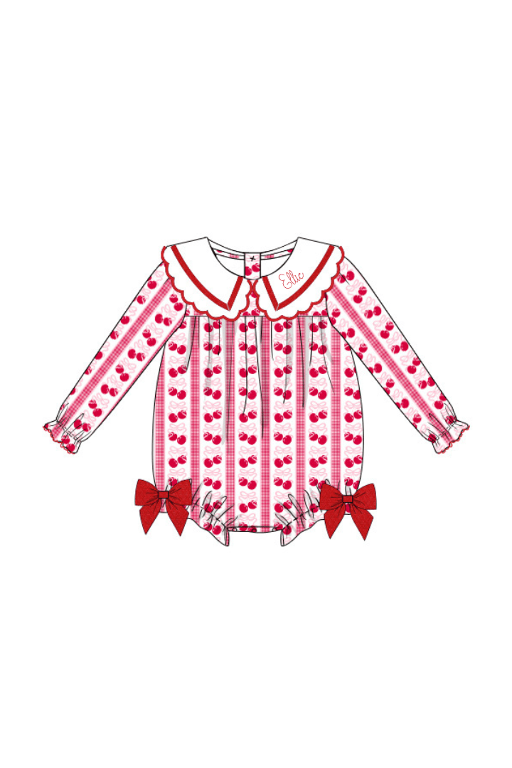 The Smocked Flamingo Apparel & Accessories Pre-Order Sweet Cherry Scalloped Bubble