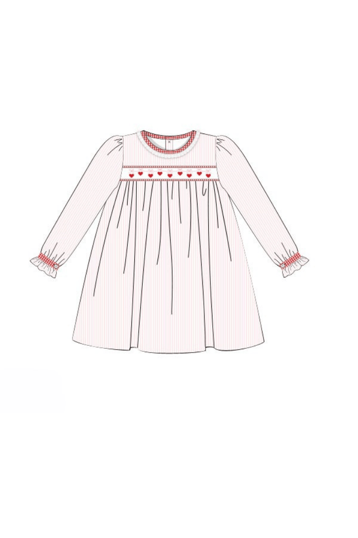The Smocked Flamingo Apparel & Accessories Pre-Order Sweet Heart Ribbon Dress